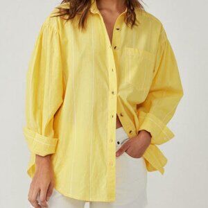 Free People Blouse Stripe Top in Yellow Combo Size Small